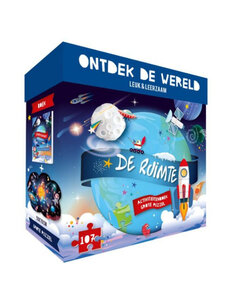 Lantaarn publishers Ontdek de wereld - Ruimte puzzel 107 stukjes met boek