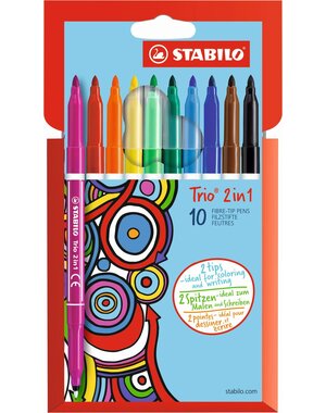 Stabilo Viltstiften Trio 2 in 1, 10 stuks