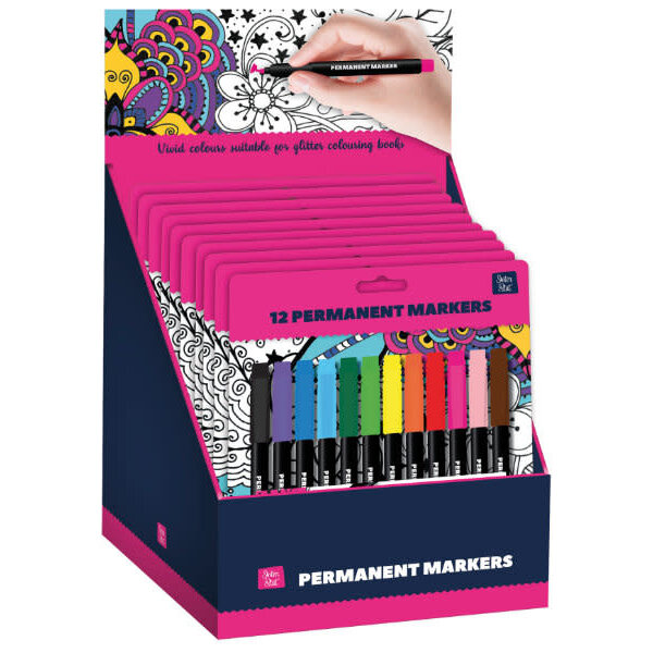 Interstat Permanent markers 12 stuks (glitterkleurboek)