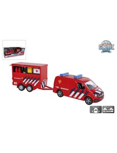 Kids Globe VW Transporter brandweer met aanhangwagen