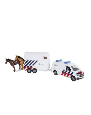 Kids Globe VW Transporter politie met paardentrailer