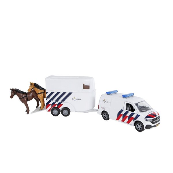 Kids Globe VW Transporter politie met paardentrailer