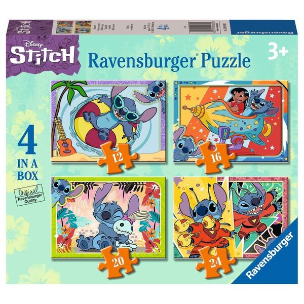 Ravensburger 4 in 1 puzzel Disney Stitch, 12/16/20/24 stukjes