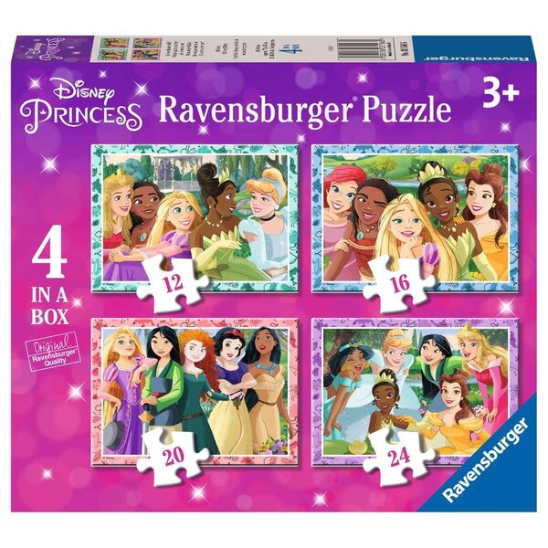 Ravensburger 4 in 1 puzzel Disney Princess, 12/16/20/24 stukjes