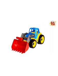 Sun Fun Tractor met shovel, geel/blauw