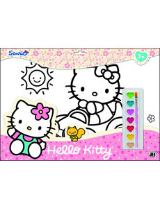  Hello Kitty schilderset met 5 grote kleurplaten en waterverf