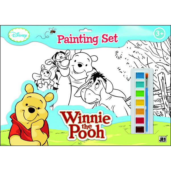 Winnie the Pooh schilderset met 5 grote kleurplaten en waterverf