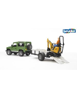 Bruder 2593 - Land Rover Defender met aanhanger en JCB mini graafmachine