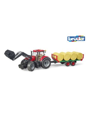 Bruder 3198 - Case IH Optum 300 CVX met voorlader en balentransporter