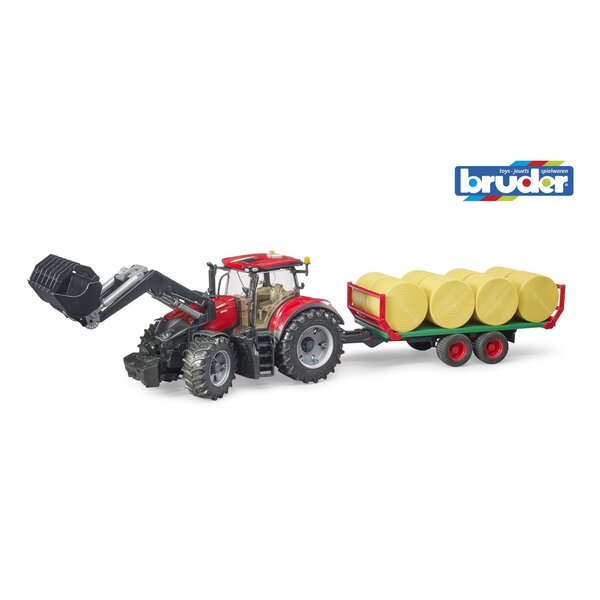 Bruder 3198 - Case IH Optum 300 CVX met voorlader en balentransporter