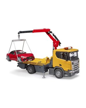 Bruder 3552 - Scania Super 560R Bergingsauto met  autolaadkraan en sportwagen
