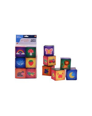 JohnToy Happy World zachte blokken - 6 stuks