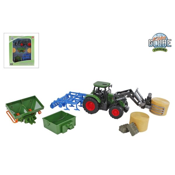 Kids Globe Tractor set 8 delig. schaal 1:24