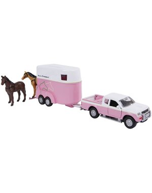 Kids Globe Auto Mitsubishi met paardentrailer roze