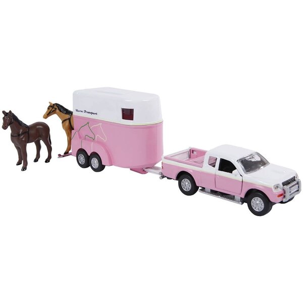 Kids Globe Auto Mitsubishi met paardentrailer roze