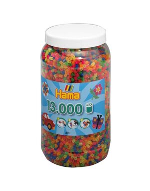 Hama Strijkkralen in pot Neon kleuren - 13000 stuks