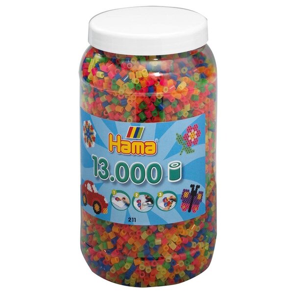 Hama Strijkkralen in pot Neon kleuren - 13000 stuks