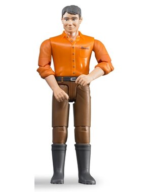 Bruder 60007 - Speelfiguur man: blank, grijs, bruine jeans