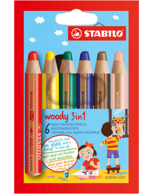 Stabilo Woody 880 potloden, 3 in 1 - 6 stuks
