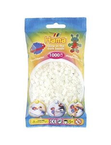 Hama Strijkkralen glow in the dark wit - 1000 st.