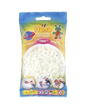 Hama Strijkkralen glow in the dark wit - 1000 st.