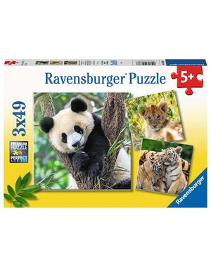 Ravensburger Panda, tijger en leeuw - 3x49 stukjes