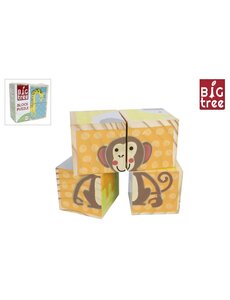  Big Tree Blokpuzzel hout - dieren - 4 stukken 10x10x5 cm