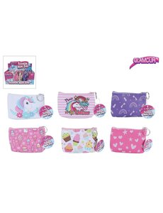  Portemonnee met rits Glamour - 6 verschillende  kleuren, per stuk