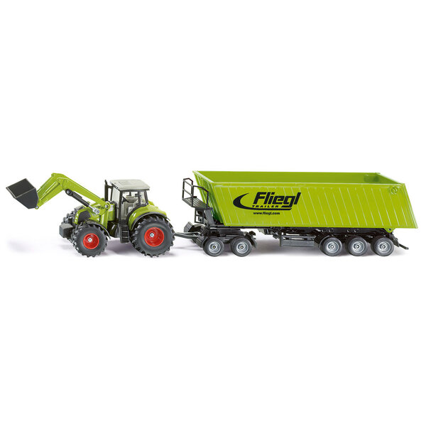 Siku 1949 - Claas met voorlader en Fliegl op dolly
