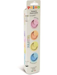 Primo Plakkaatverf pastelkleur - 6 potjes van 25 ml