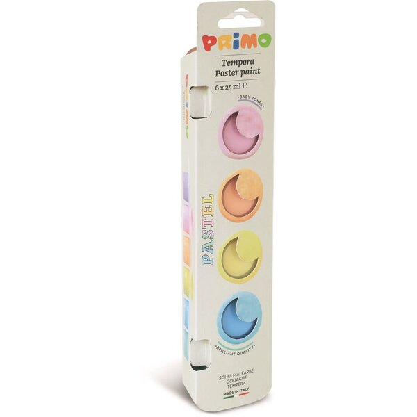 Primo Plakkaatverf pastelkleur - 6 potjes van 25 ml