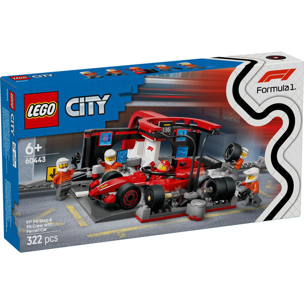 LEGO 60443 - F1 pitstop en pitcrew met Ferrari