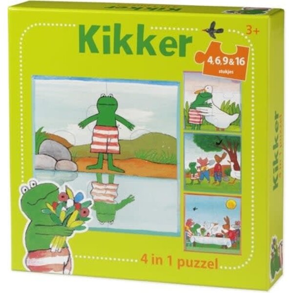4 in 1 puzzel Kikker - 4/6/9/16
