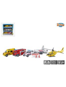 2-Play 112 set met 3 die cast auto's, helikopter en accessoires