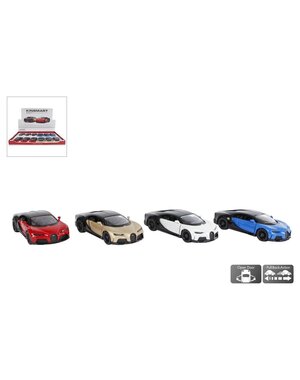 Kids Globe Kinsmart Bugatti Chiron Supersport, met pull back functie, 4 verschillende kleuren, 13 cm