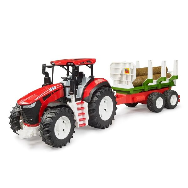 Bruder 3453 - Tractor met bomentrailer en 3 boomstammen
