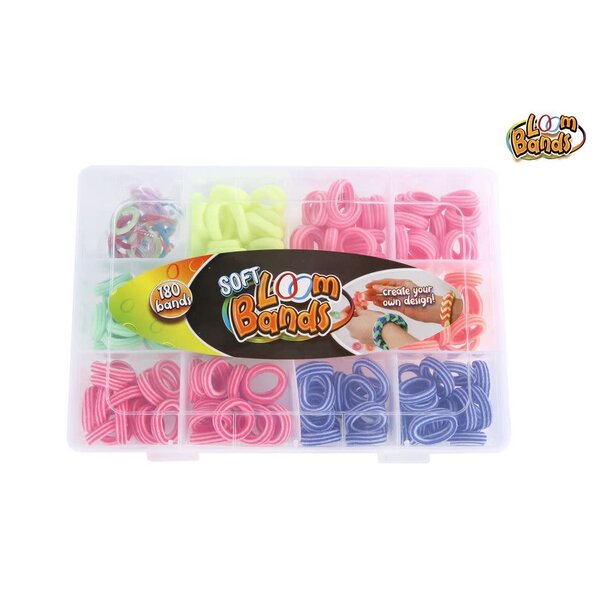 Loom bandjes soft, 180 stuks met 15 clips