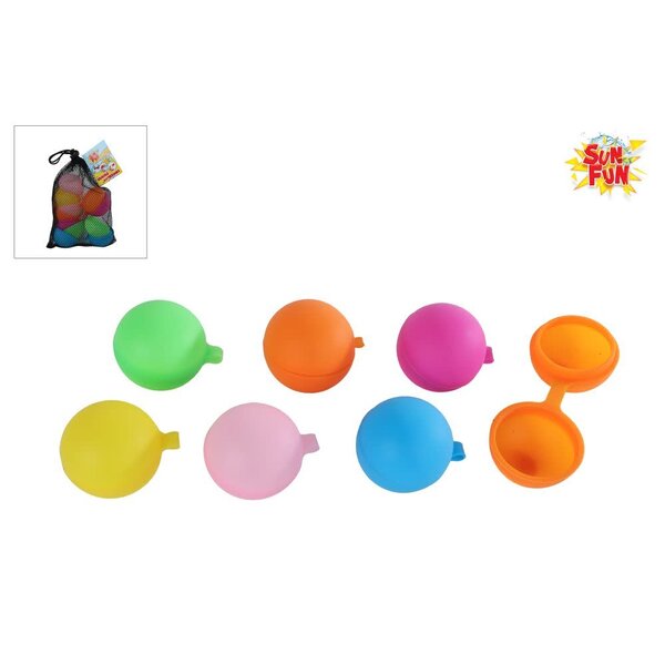 Sun Fun Herbruikbare waterballonnen, 6 stuks in opbergnet