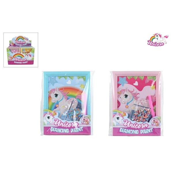 Diamond Painting eenhoorns met fotolijst 18,5cm 4ass