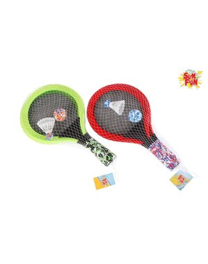 Sun Fun Tennisset met 2 rackets, shuttle en bal - 48 cm