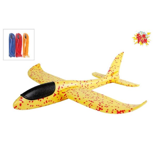 Sun Fun Vliegtuig foam 48 cm - 4 kleuren assortie