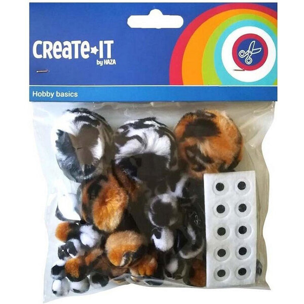 Create it Pompon Animal mix met oogjes - 60 stuks