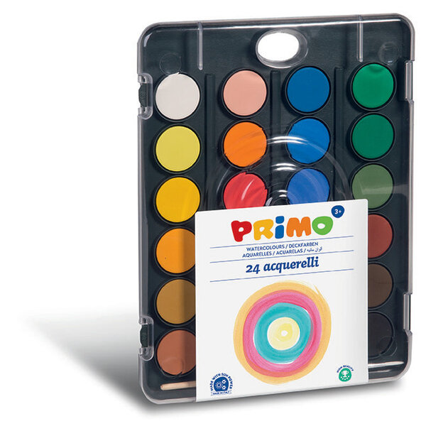 Primo Waterverf Aquarel tablet met penseel  24 kleuren