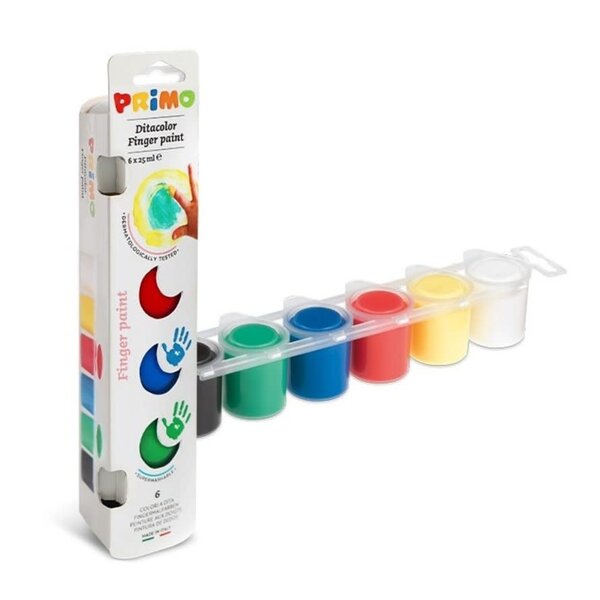 Primo Vingerverf 6 potjes x 25 ml basiskleuren