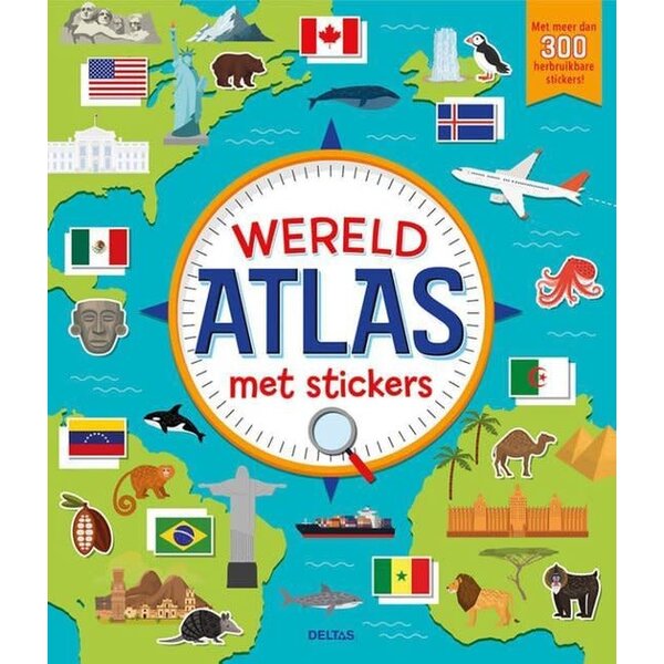 Deltas Wereldatlas met stickers