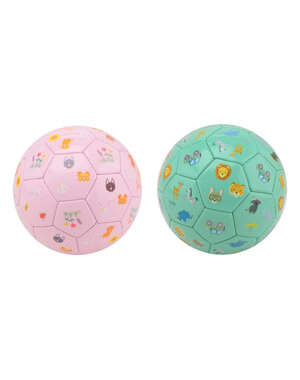JohnToy Happy World kunstlederen speelbal, 2 kleuren - 14 cm
