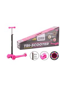 JohnToy Sport Active Tri Scooter roze/zwart met lichtgevende wielen