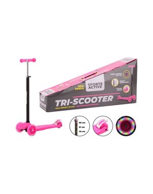 JohnToy Sport Active Tri Scooter roze/zwart met lichtgevende wielen