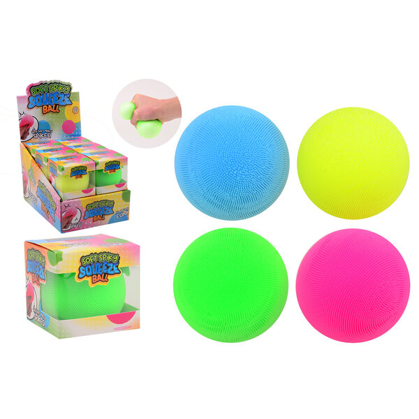 JohnToy Squeeze Spiky zachte bal - 7 cm