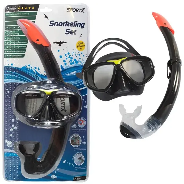 SportX Duikbril met snorkel (Adult) zwart